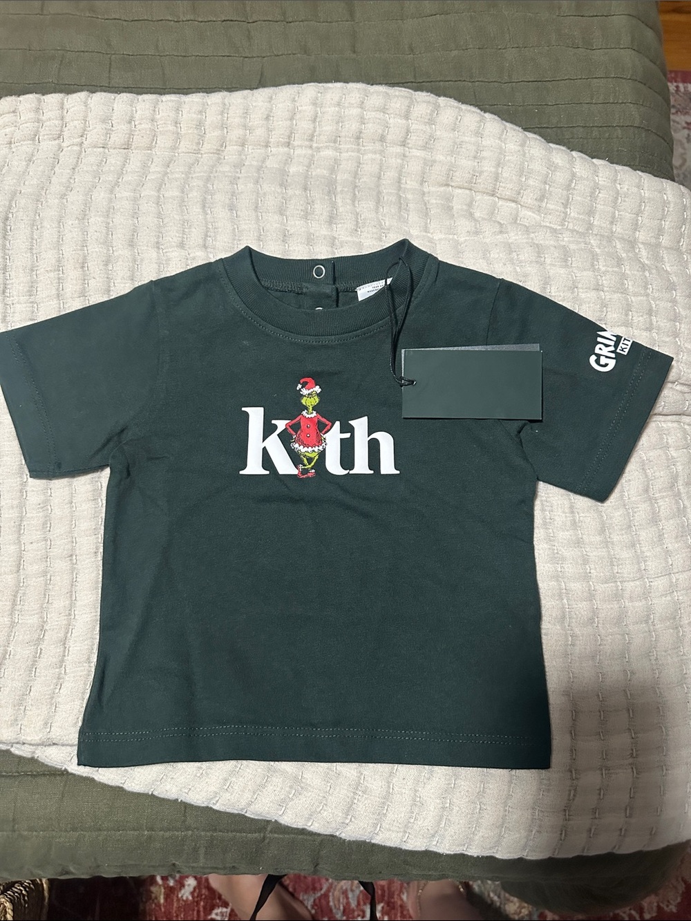 Kith Kids Forest Green Logo Tee with Character Graphic